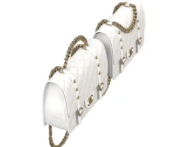 Vintage Flap Bag Aged Calfskin White Low-poly 3D model