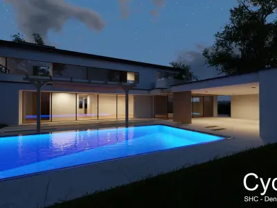 Modern villa 2021 Blender Eevee and Cycles 1 without furniture Low-poly 3D model