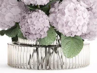 Modern Realistic Bouquet Vase  Lilac Pink Hydrange 613 3D model