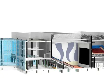 Cinemas Complex Low-poly 3D model