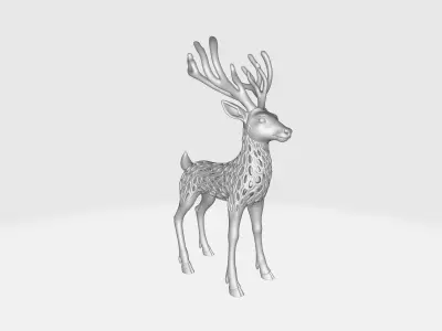 Christmas Deer Sculpture Elegant Geometric Reindeer 3D print model