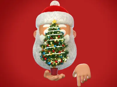 Animated Santa Christmas Tree Low-poly 3D model