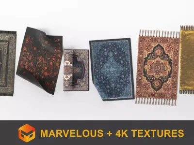 Oriental carpet pack Low-poly 3D model