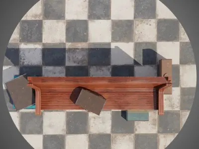 Trainstation bench Low-poly 3D model