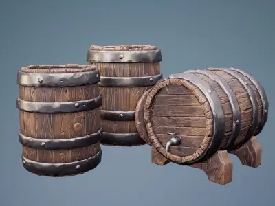 Stylised Barrel Low-poly 3D model