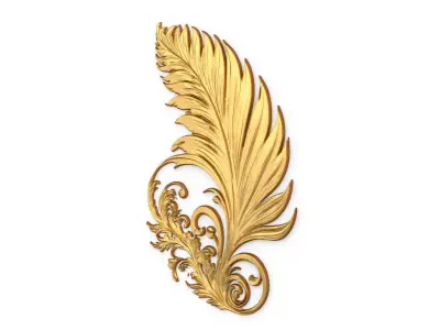 feather decor set wall  panel  10  3D model