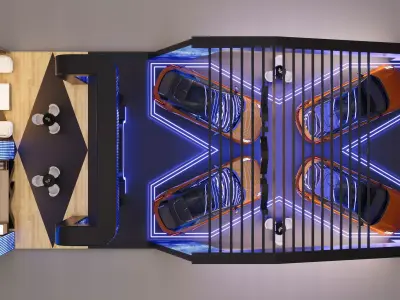 Modern Luxury Automotive Exhibition Stand Low-poly 3D model