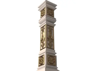 Stair Baluster 06 White Low-poly 3D model