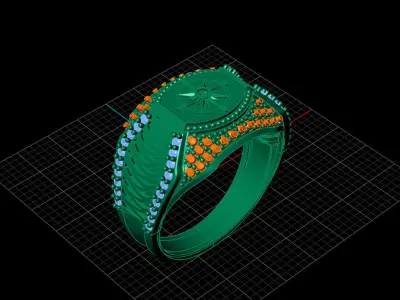 Print Ready STL 3DM  Gents Rings Diamond Men Ring  3D print model 68