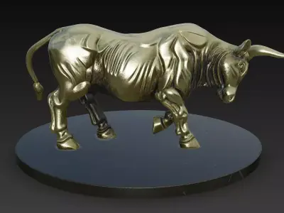 Golden Bull Sculpture 3D model