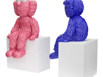 KAWS BFF Sitting sculpture Low-poly 3D model