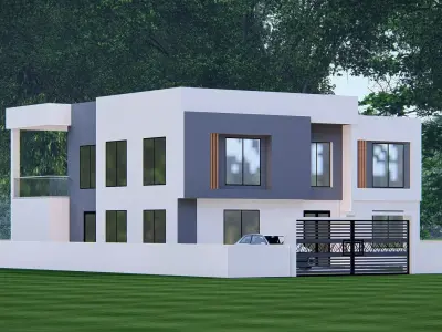 Modern House 3D Model  Contemporary Luxury Home Exterior Design 3D model