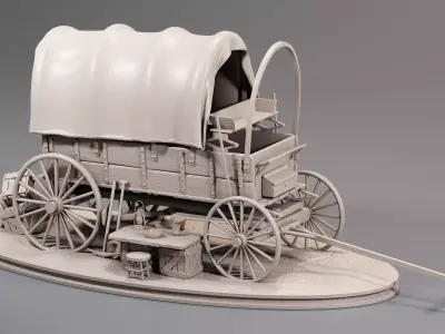 Diorama I modeled of a Chariot of the American West 3D print model