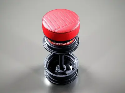 Porsche stool recycled from car 3D model