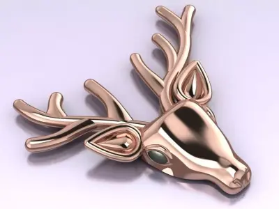 Deer brooch 3D print model