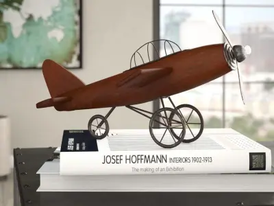 Styled Wood Metal Airplane Sculpture 3D model