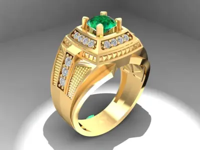 Luxury Pyramid Diamond Men Ring 3D Model 1084 3D print model