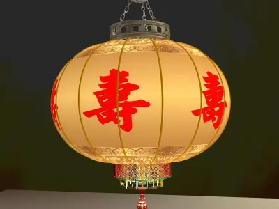 Chinese red lantern 3D model 34