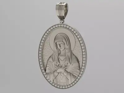Pendant 3D print model gold with jesus 3D print model