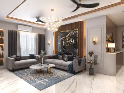 modern Livingroom with luxury Low-poly 3D model