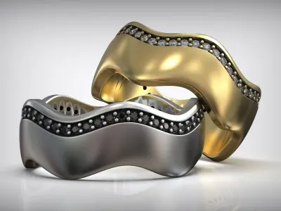 Waves Diamond Wedding Band 3D print model