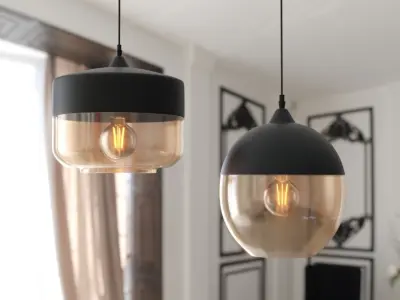 Ceiling White and Black Lamps 3D model