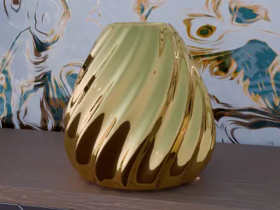 Gold Twisted Vase Elegant Decorative 3D Model Low-poly 3D model