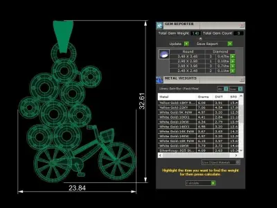 Bicyle With Diamond Pendants 3D print model