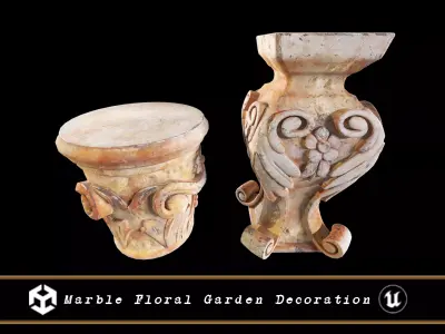 Marble Floral Garden Decoration Low-poly 3D model 4
