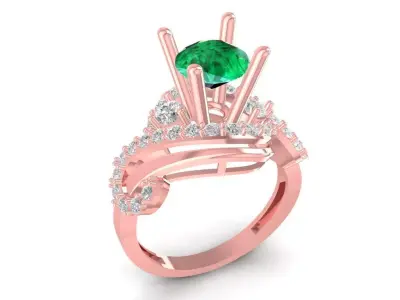 Luxury Emerald Wave Diamond Ring for Women 881 3D print model