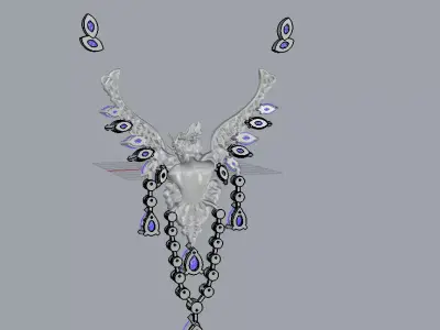 Fantasy Winged Pendant Necklace  High Detail 3D Jewelry Design 3D print model