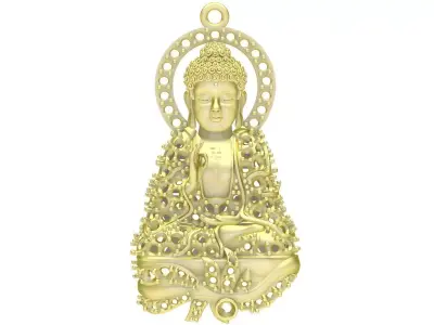 Luxury Buddhist Deity Pendant with Halo Design 3342 3D print model