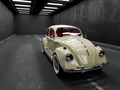 CAR 1955 volkswagen beetle Low-poly 3D model
