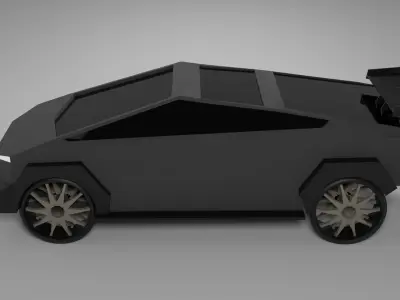 Stylized Tesla Cybertruck Police Edition  Low Poly 3D Model Low-poly 3D model