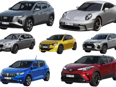 HQ cars collection 9 3D Model Pack