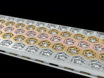 Beehived Chain Honeycomb Pattern  Bracelet 3D print model