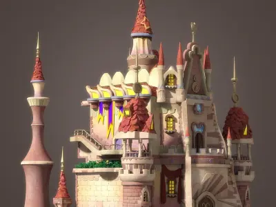 Cartoon Castle Free low-poly 3D model