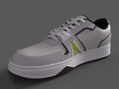Lacoste Leather Sneakers Light Grey White Low-poly 3D model