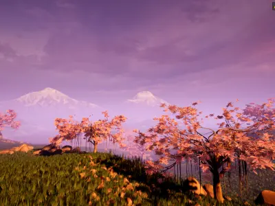 Unreal Engine resources Cherry blossom tree group 3D model