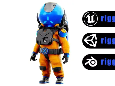 TOON ASTRONAUT F-A  Rigged for Unreal Engine - Unity - MIXAMO 3D model