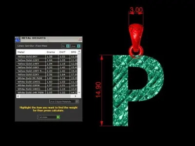 P Letter Alphabet Tiles Texture Pendant 3D Print Model 3D print model