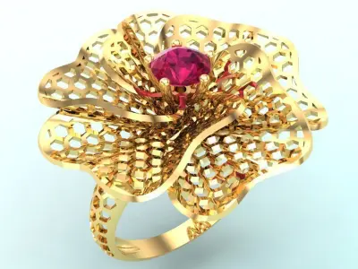  Mesh flower ring - Italian rings - Womens Rings - N6453 3D print model