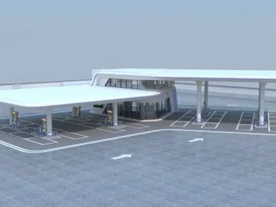 Gas station 3D model 8