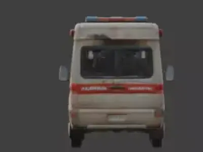 Wrecked Ambulance Post Apocalyptic 3D Model Low-poly 3D model