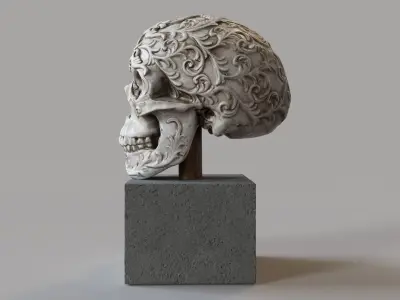 Human skull decorative sculpture 3D model