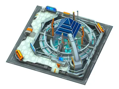 isometrical Computing Center Server Core Low-poly 3D model