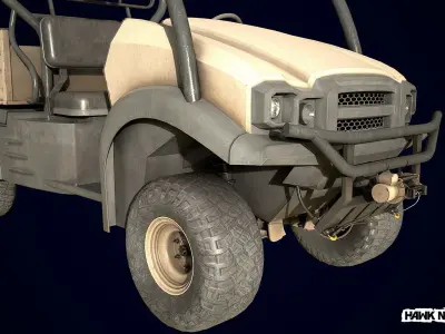 Open cab utility vehicle quadricycle Low-poly 3D model
