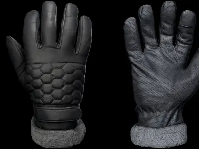 Winter Gloves 004 Low-poly 3D model