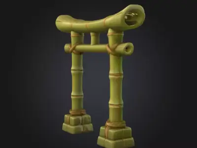 Bamboo Torii Gate Low-poly 3D model