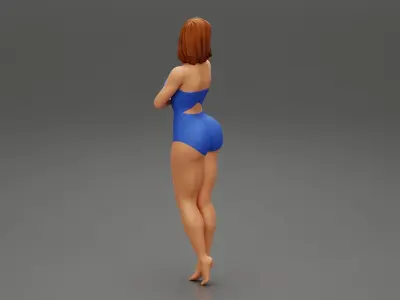 Sexy thong one piece swimsuit 3D print model